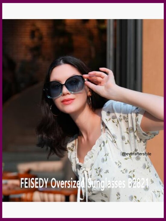 Oversized Square Frame Sunglasses with Pearl Sparkling Polarized UV Protection main image 4